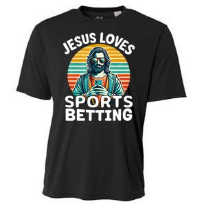 Jesus Loves Sports Betting Parlay Funny Gambling Dfs Over Cooling Performance Crew T-Shirt