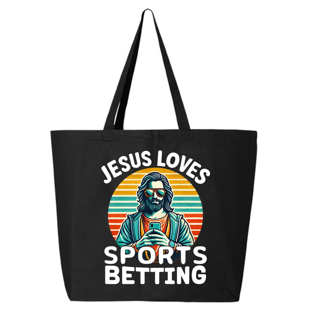 Jesus Loves Sports Betting Parlay Funny Gambling Dfs Over 25L Jumbo Tote