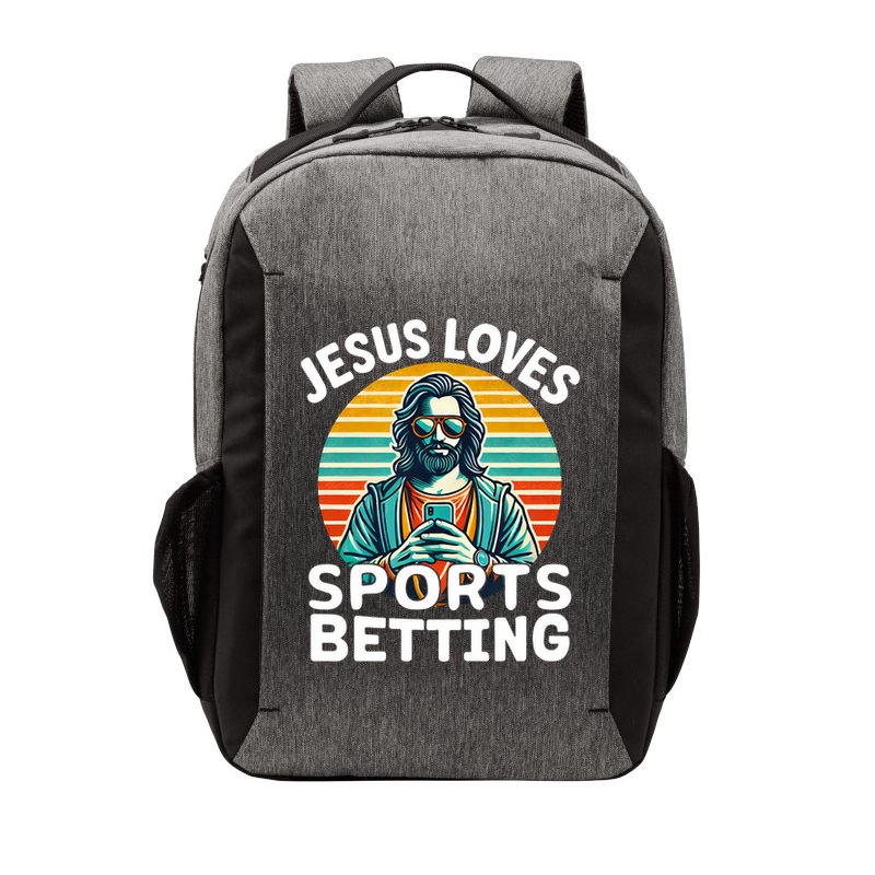 Jesus Loves Sports Betting Parlay Funny Gambling Dfs Over Vector Backpack