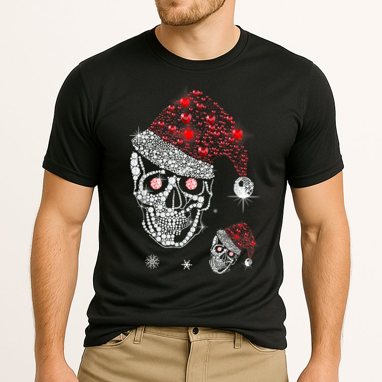 Just Love Skulls Xmas Skull Christmas Wear Santa Hat Performance Shirt