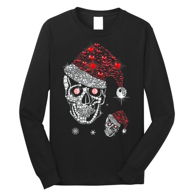 Just Love Skulls Xmas Skull Christmas Wear Santa Hat Long Sleeve Shirt