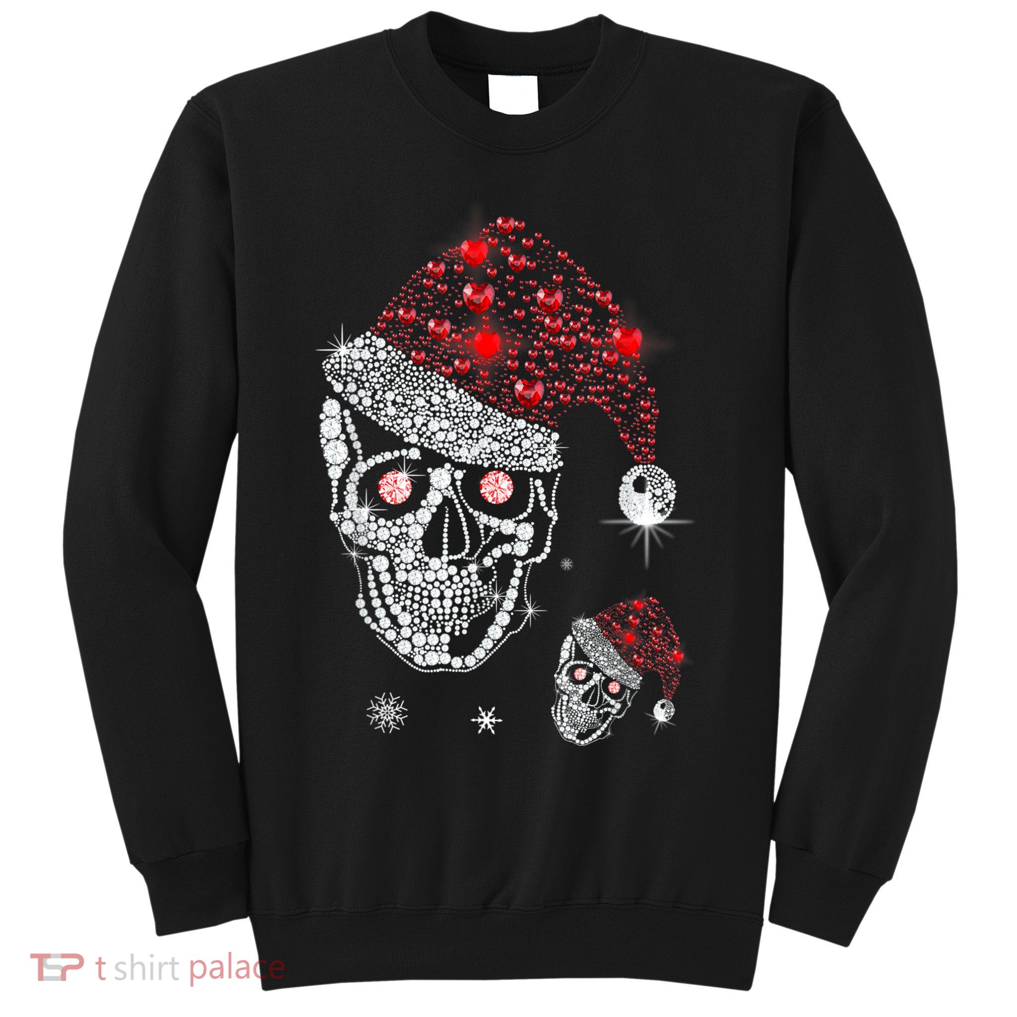 Just Love Skulls Xmas Skull Christmas Wear Santa Hat Sweatshirt