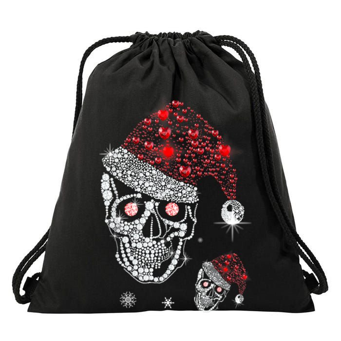 Just Love Skulls Xmas Skull Christmas Wear Santa Hat Drawstring Bag