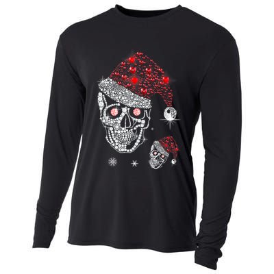 Just Love Skulls Xmas Skull Christmas Wear Santa Hat Cooling Performance Long Sleeve Crew