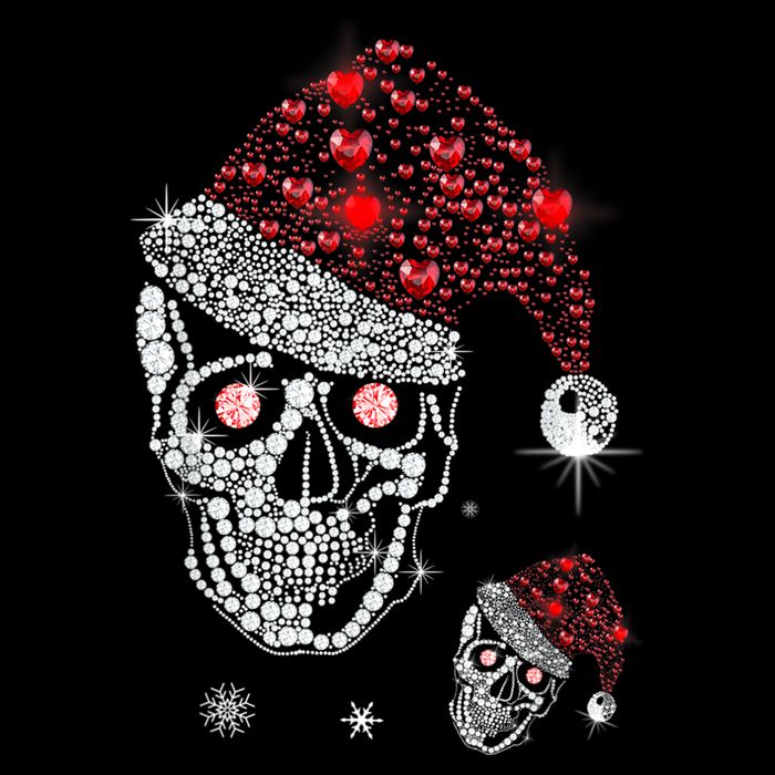 Just Love Skulls Xmas Skull Christmas Wear Santa Hat Womens Tank Top