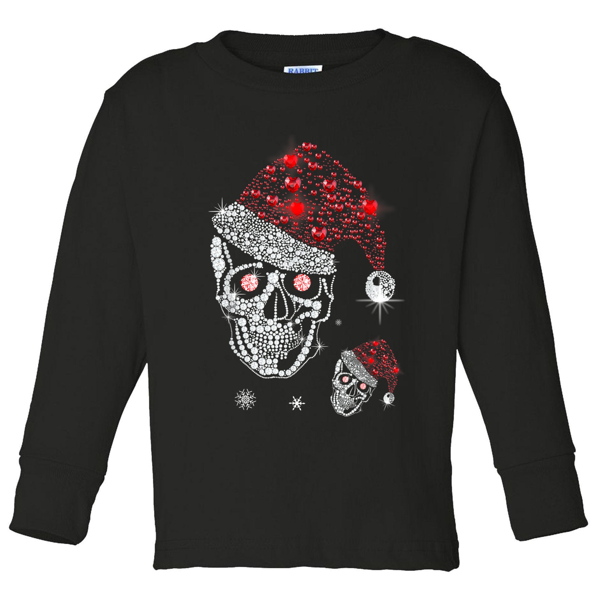 Just Love Skulls Xmas Skull Christmas Wear Santa Hat Toddler Long Sleeve Shirt