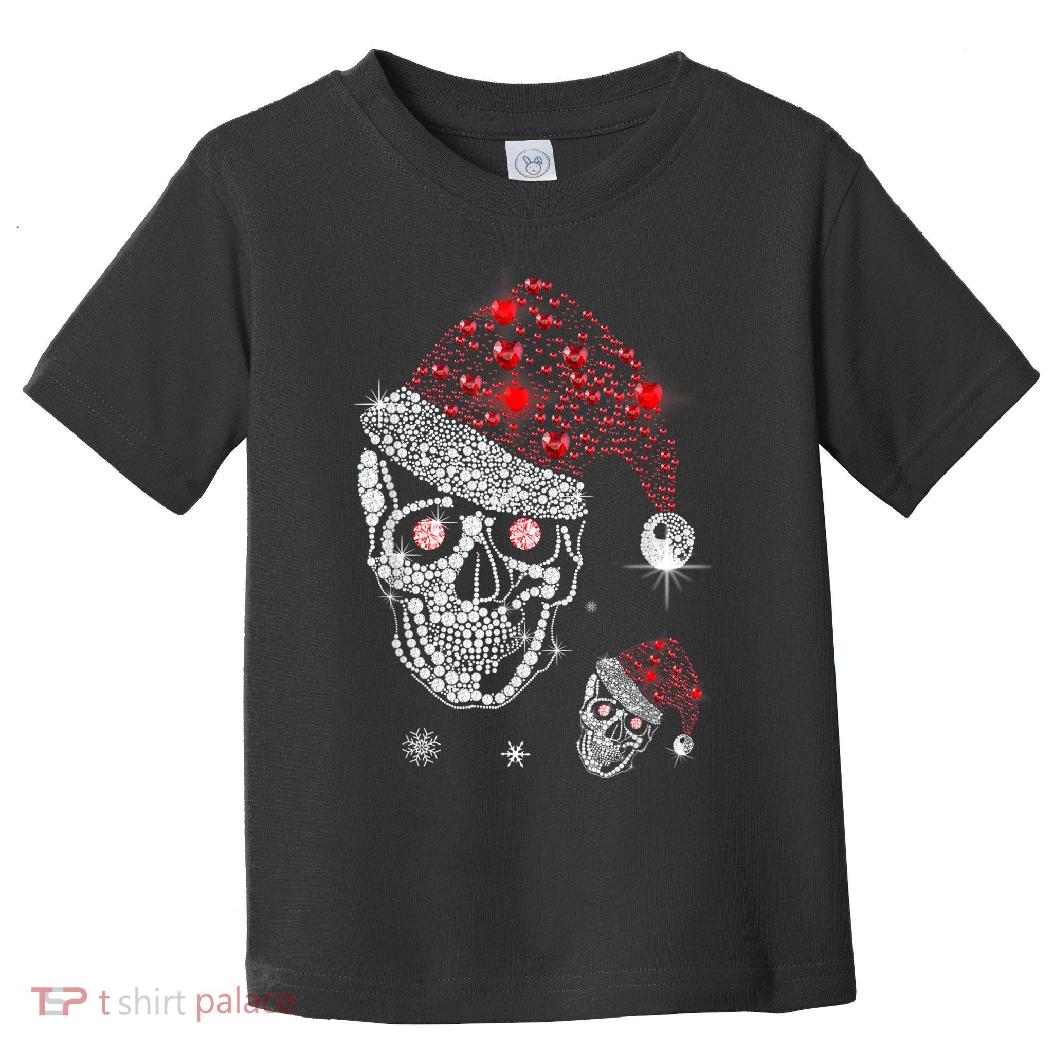 Just Love Skulls Xmas Skull Christmas Wear Santa Hat Toddler T-Shirt