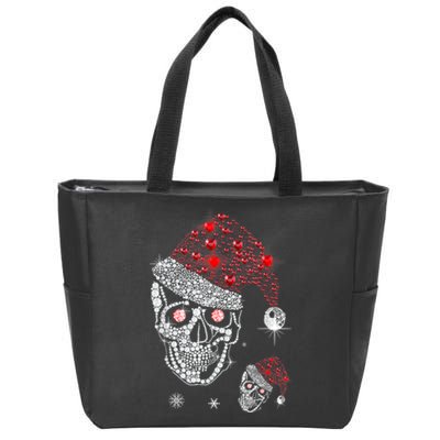 Just Love Skulls Xmas Skull Christmas Wear Santa Hat Zip Tote Bag