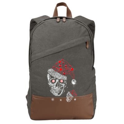 Just Love Skulls Xmas Skull Christmas Wear Santa Hat Cotton Canvas Backpack