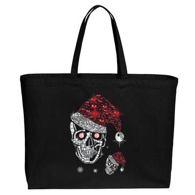 Just Love Skulls Xmas Skull Christmas Wear Santa Hat Cotton Canvas Jumbo Tote