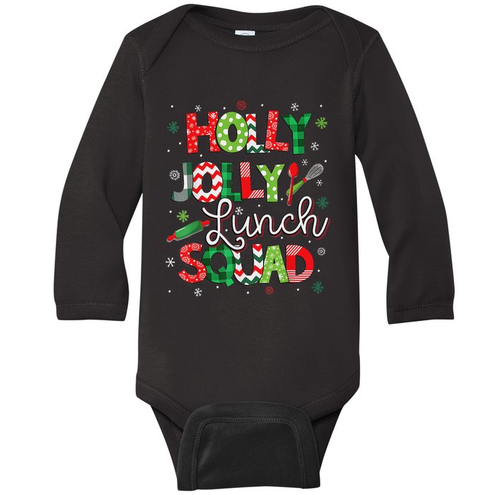 Jolly Lunch Squad Funny Lunch Lady Christmas Lunch Lady Baby Long Sleeve Bodysuit