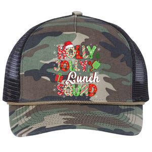 Jolly Lunch Squad Funny Lunch Lady Christmas Lunch Lady Retro Rope Trucker Hat Cap