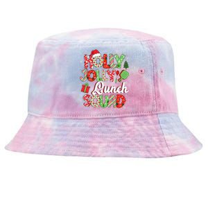 Jolly Lunch Squad Funny Lunch Lady Christmas Lunch Lady Tie-Dyed Bucket Hat