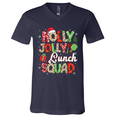 Jolly Lunch Squad Funny Lunch Lady Christmas Lunch Lady V-Neck T-Shirt