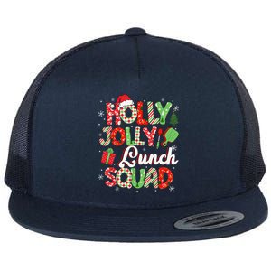 Jolly Lunch Squad Funny Lunch Lady Christmas Lunch Lady Flat Bill Trucker Hat