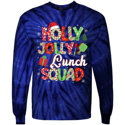 Jolly Lunch Squad Funny Lunch Lady Christmas Lunch Lady Tie-Dye Long Sleeve Shirt