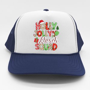 Jolly Lunch Squad Funny Lunch Lady Christmas Lunch Lady Trucker Hat