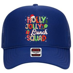 Jolly Lunch Squad Funny Lunch Lady Christmas Lunch Lady High Crown Mesh Back Trucker Hat