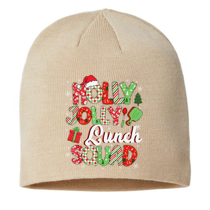 Jolly Lunch Squad Funny Lunch Lady Christmas Lunch Lady Sustainable Beanie