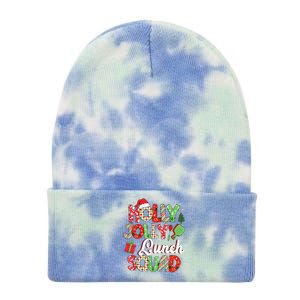 Jolly Lunch Squad Funny Lunch Lady Christmas Lunch Lady Tie Dye 12in Knit Beanie