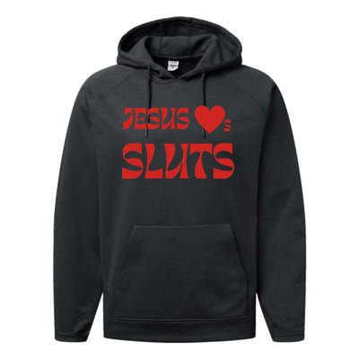 Jesus Loves Sluts Performance Fleece Hoodie