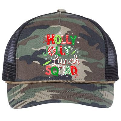 Jolly Lunch Squad Funny Lunch Lady Christmas Lunch Lady Retro Rope Trucker Hat Cap