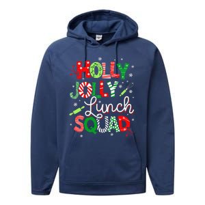 Jolly Lunch Squad Funny Lunch Lady Christmas Lunch Lady Performance Fleece Hoodie