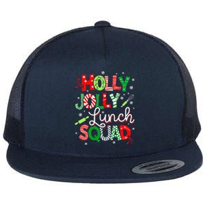 Jolly Lunch Squad Funny Lunch Lady Christmas Lunch Lady Flat Bill Trucker Hat