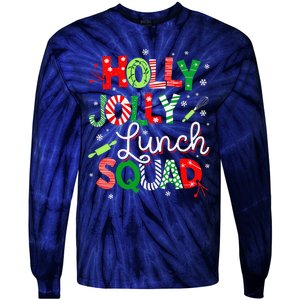 Jolly Lunch Squad Funny Lunch Lady Christmas Lunch Lady Tie-Dye Long Sleeve Shirt