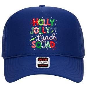 Jolly Lunch Squad Funny Lunch Lady Christmas Lunch Lady High Crown Mesh Back Trucker Hat