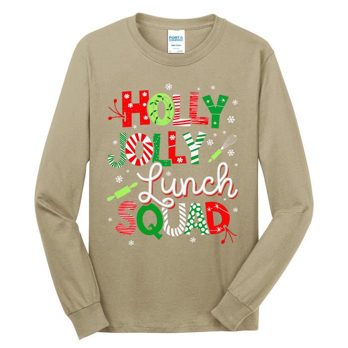 Jolly Lunch Squad Funny Lunch Lady Christmas Lunch Lady Tall Long Sleeve T-Shirt