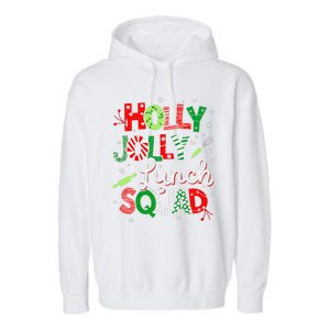 Jolly Lunch Squad Funny Lunch Lady Christmas Lunch Lady Garment-Dyed Fleece Hoodie