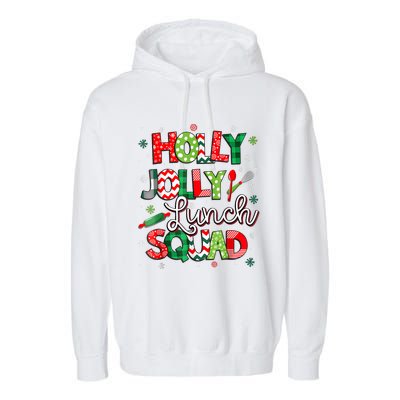 Jolly Lunch Squad Funny Lunch Lady Christmas Lunch Lady Garment-Dyed Fleece Hoodie