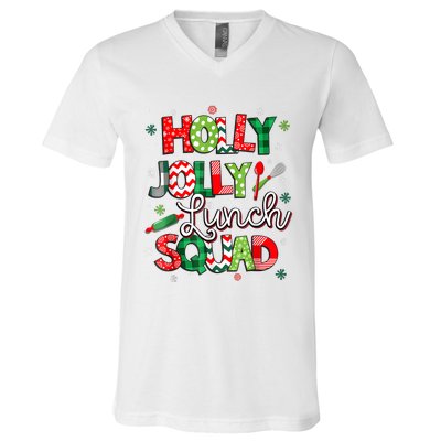 Jolly Lunch Squad Funny Lunch Lady Christmas Lunch Lady V-Neck T-Shirt