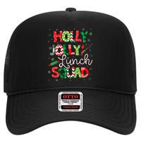 Jolly Lunch Squad Funny Lunch Lady Christmas Lunch Lady High Crown Mesh Back Trucker Hat