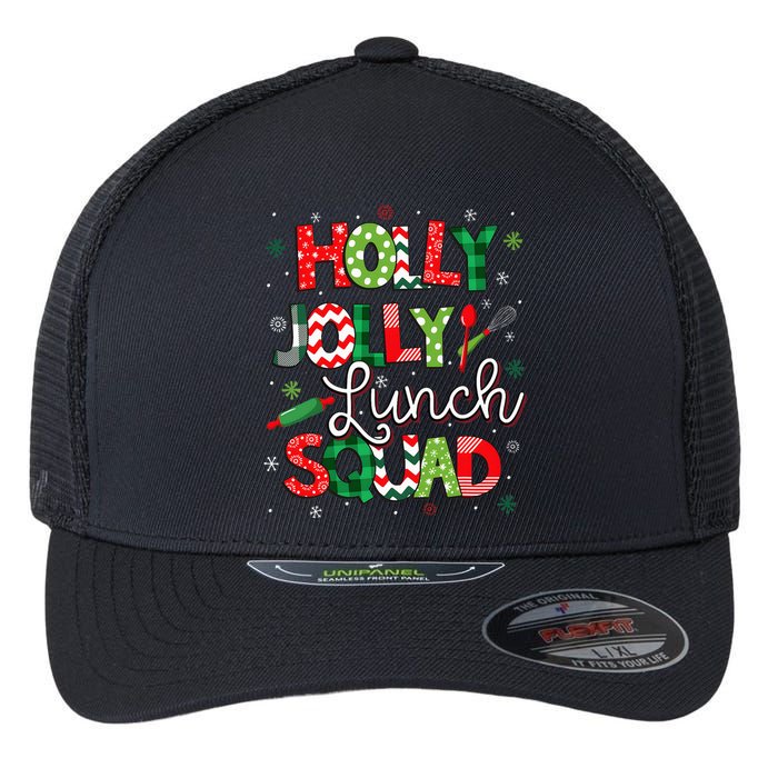 Jolly Lunch Squad Funny Lunch Lady Christmas Lunch Lady Flexfit Unipanel Trucker Cap