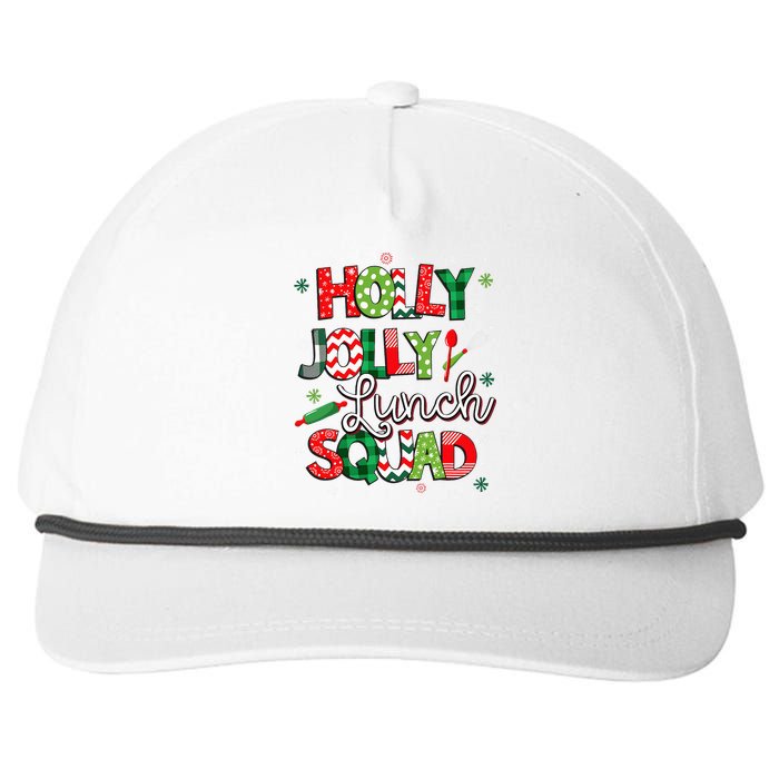 Jolly Lunch Squad Funny Lunch Lady Christmas Lunch Lady Snapback Five-Panel Rope Hat