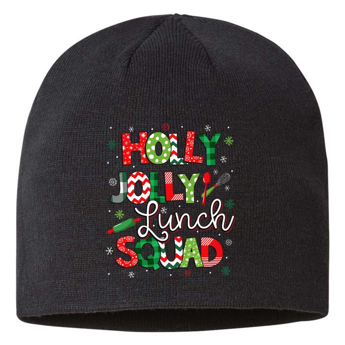 Jolly Lunch Squad Funny Lunch Lady Christmas Lunch Lady Sustainable Beanie