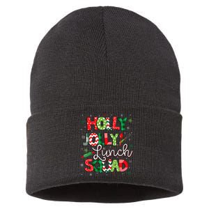 Jolly Lunch Squad Funny Lunch Lady Christmas Lunch Lady Sustainable Knit Beanie