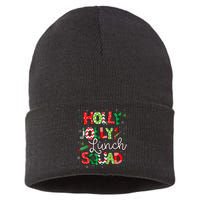 Jolly Lunch Squad Funny Lunch Lady Christmas Lunch Lady Sustainable Knit Beanie