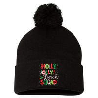 Jolly Lunch Squad Funny Lunch Lady Christmas Lunch Lady Pom Pom 12in Knit Beanie