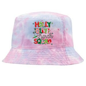 Jolly Lunch Squad Funny Lunch Lady Christmas Lunch Lady Tie-Dyed Bucket Hat