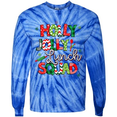 Jolly Lunch Squad Lunch Lady Christmas Tie-Dye Long Sleeve Shirt