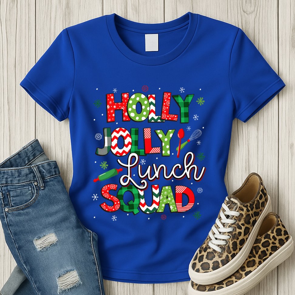 Jolly Lunch Squad Lunch Lady Christmas Womens T-Shirt