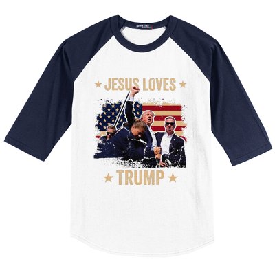 Jesus Loves Trump 2024 Donald Trump Rally 2024 Fist Baseball Sleeve Shirt