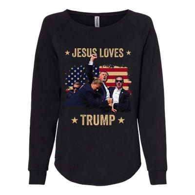 Jesus Loves Trump 2024 Donald Trump Rally 2024 Fist Womens California Wash Sweatshirt