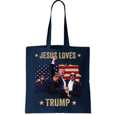 Jesus Loves Trump 2024 Donald Trump Rally 2024 Fist Tote Bag