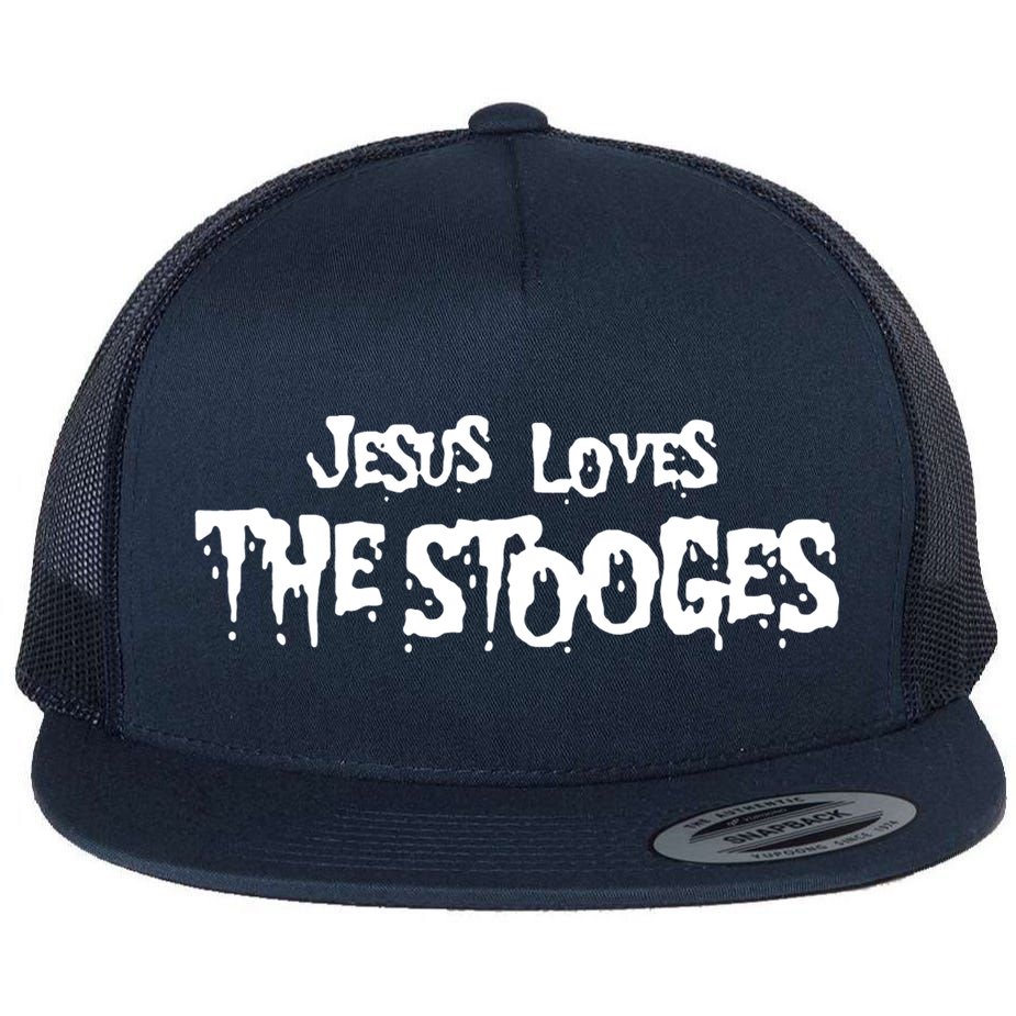 Jesus Loves The Stooges Flat Bill Trucker Hat