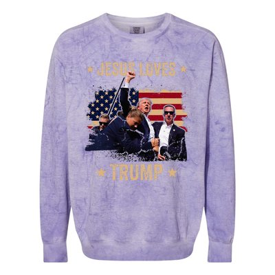 Jesus Loves Trump 2024 Donald Trump Rally 2024 Fist Colorblast Crewneck Sweatshirt