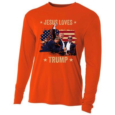 Jesus Loves Trump 2024 Donald Trump Rally 2024 Fist Cooling Performance Long Sleeve Crew